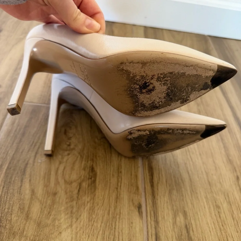 NURSACE Designer Leather Elegant Cream High Heels Size 6